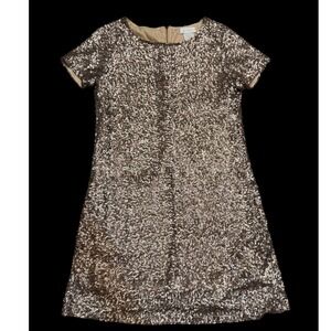 MM Couture by Miss Me Sequined Dress Gold Sparkle‎ Party Cocktail Short Sleeve M